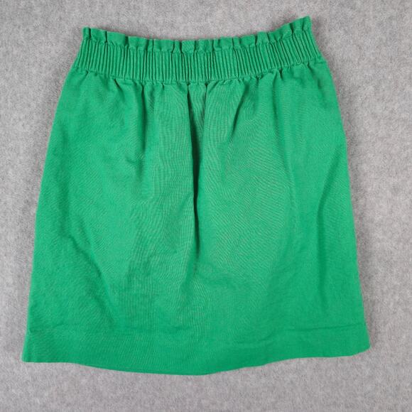 🌼J. Crew Skirt Womens Size 0 Green Linen Blend Pull On Midi Smocked Waist - Picture 2 of 7